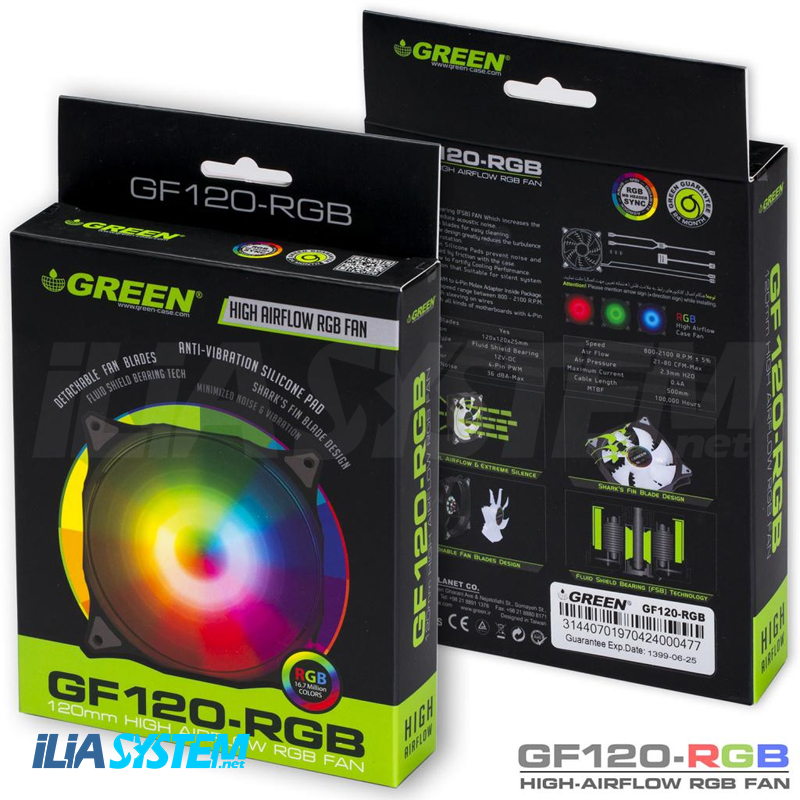 فن کیس گرین مدل GF120RGB