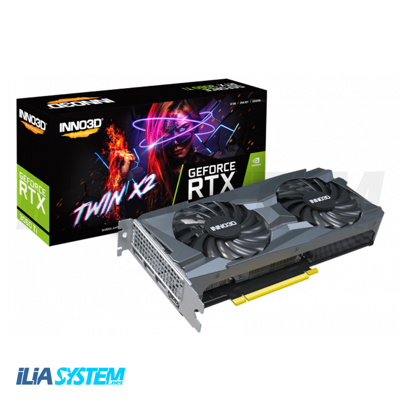 کارت گرافیک گیمینگ 8GB اینو تری دی مدل جی فورس RTX 3060 TI توئین X2 OC LHR ا INNO3D Geforce RTX 3060 Ti Twin X2 OC LHR