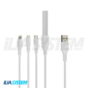 کابل تبدیل USB به لایتنینگ/USB-C/microUSB اوی مدل OV-102 طول 1 متر