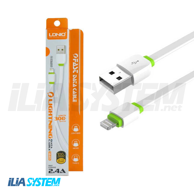 کابل لایتنینگ الدینیو LDNIO XS-073 Lightning Cable به طول 30 سانتی متر