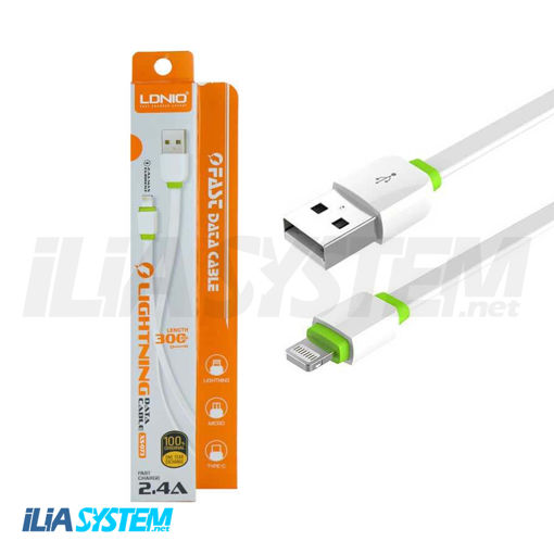 کابل لایتنینگ الدینیو LDNIO XS-073 Lightning Cable به طول 30 سانتی متر