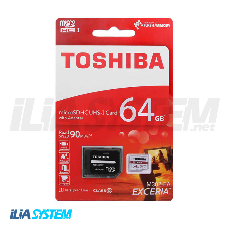 کارت حافظه microSDXC توشیبا مدل EXCERIA M302-EA کلاس 10 استاندارد UHS-I U1 سرعت 90MBps ظرفیت 64 گیگابایت به همراه آداپتور SD