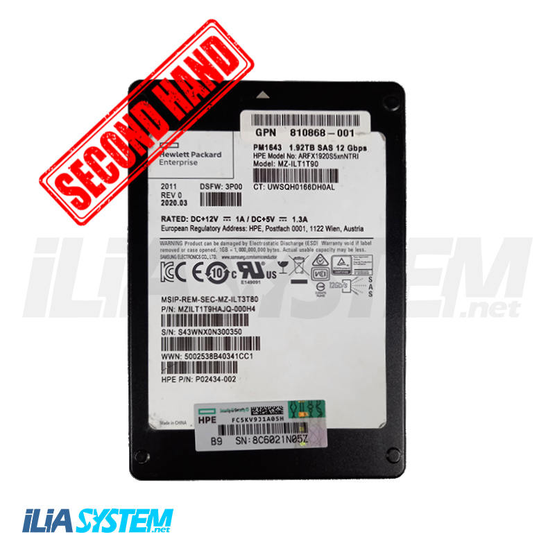 هارد SSD سرور HP  ظرفیت 1.92TB پورت SAS 12 Gb/s (کار کرده در حد نو)